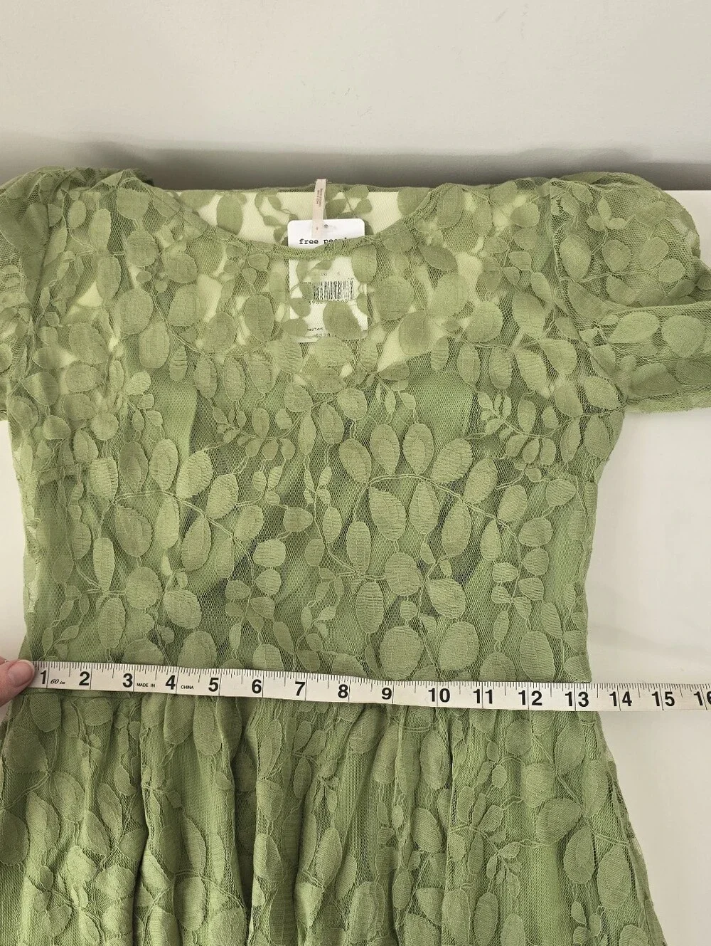 Free People Floral Mesh Lace Dress Green NWT Size 6 Boho Chic Fairycore Romantic